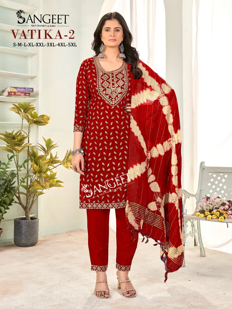 Vatika 2 By Sangeet Rayon Printed Kurti With Bottom Dupatta Orders In India